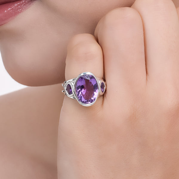 Sterling Silver Amethyst Ring SSR386