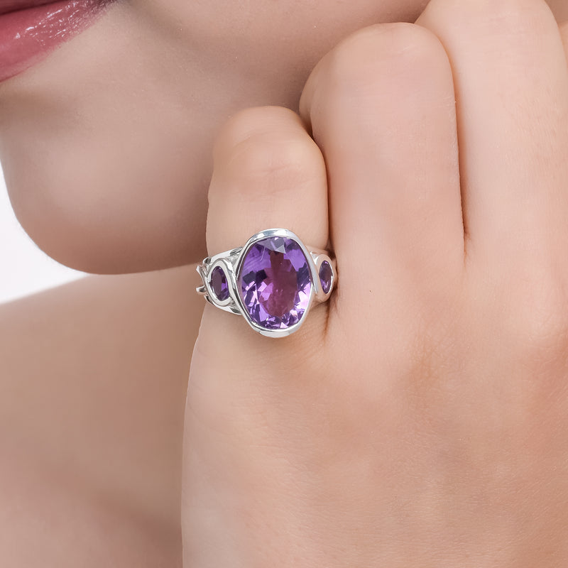 Sterling Silver Amethyst Ring SSR386