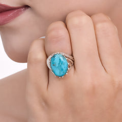 Sterling Silver Blue Mohave Turquoise Ring SSR380