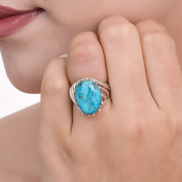 Sterling Silver Blue Mohave Turquoise Ring SSR380