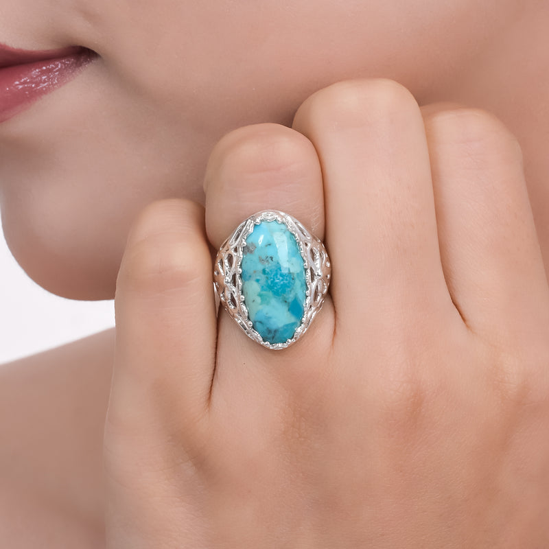 Sterling Silver Blue Mohave Turquoise Ring SSR394