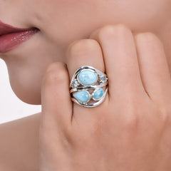 Sterling Silver Larimar & Blue Topaz Ring SSR372