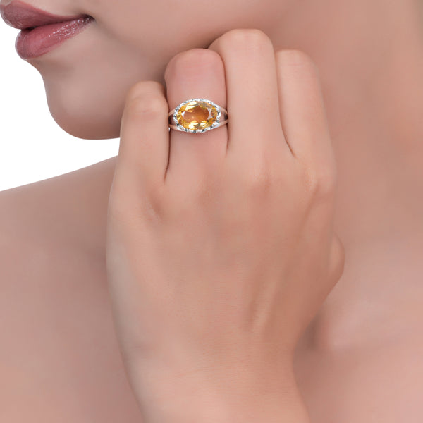 Sterling Silver Citrine Ring SSR401