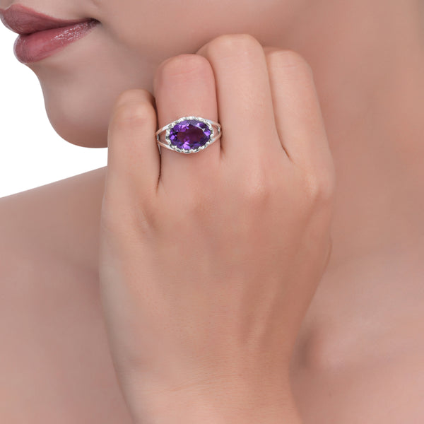 Sterling Silver Amethyst Ring SSR401