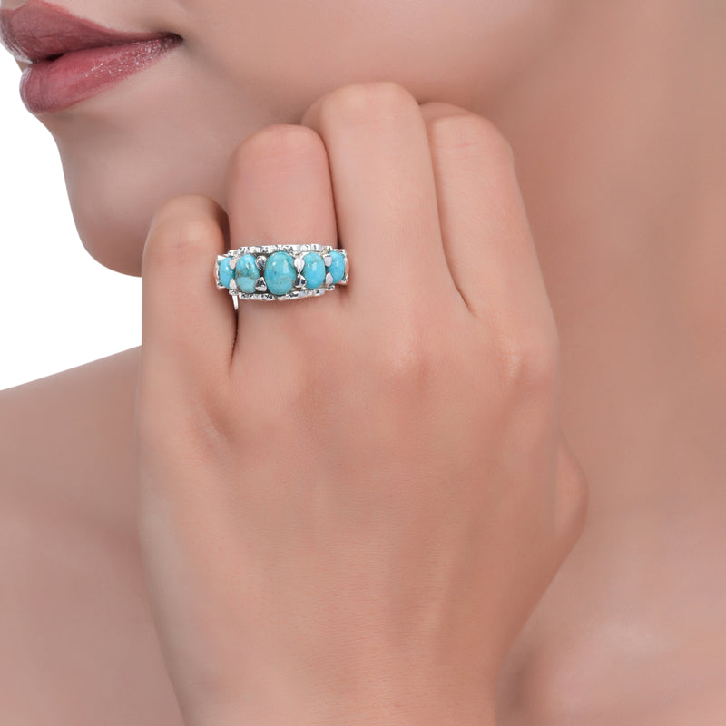 Sterling Silver Blue Mohave Turquoise Ring SSR373