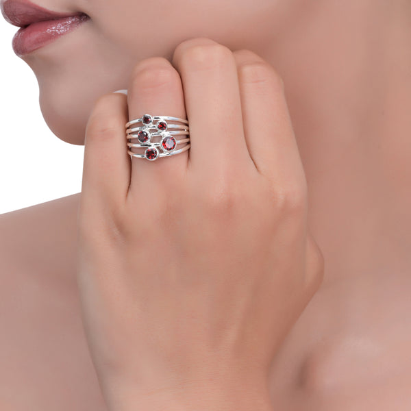Sterling Silver Garnet Ring SSR414