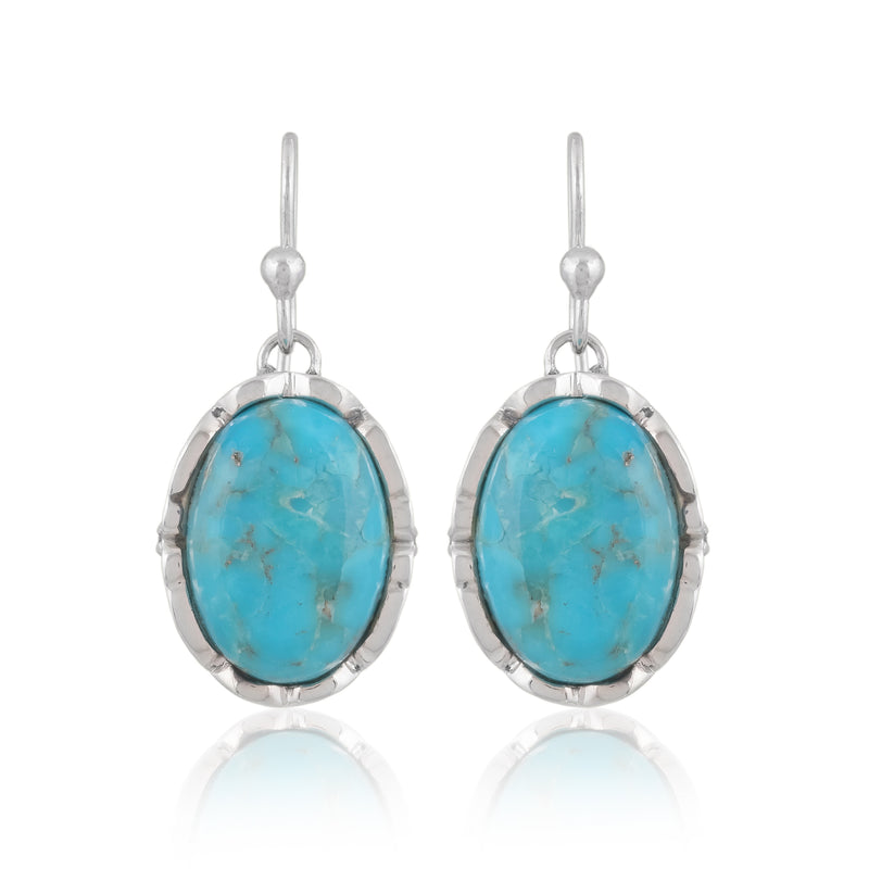 925 Sterling silver Blue Mohave Turquoise Earrings SSR258