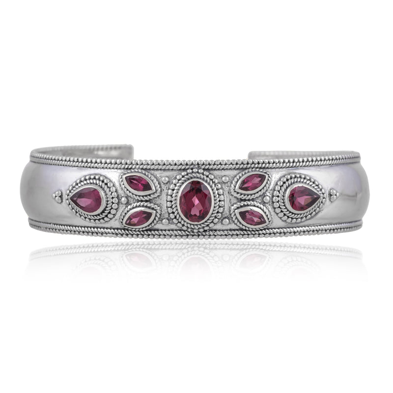 Sterling Silver Rhodolite Garnet Cuff Bracelet SSBR98