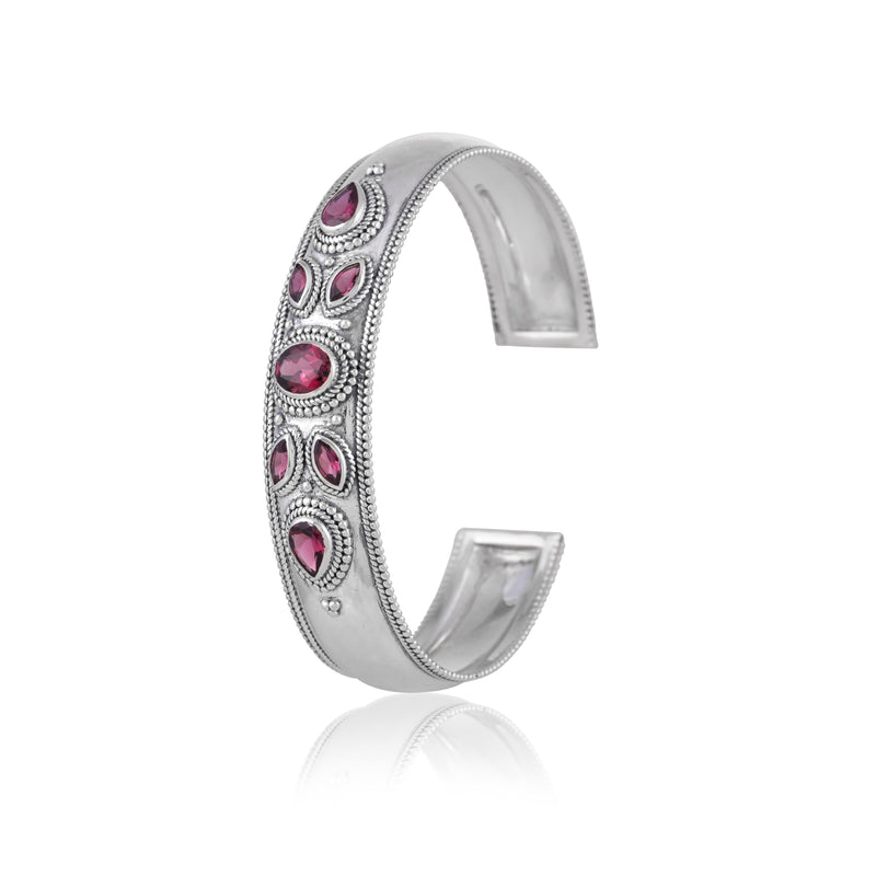 Sterling Silver Rhodolite Garnet Cuff Bracelet SSBR98