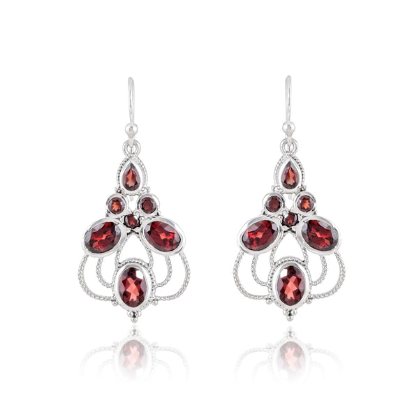925 Sterling silver Garnet Gemstone Earrings SSER249