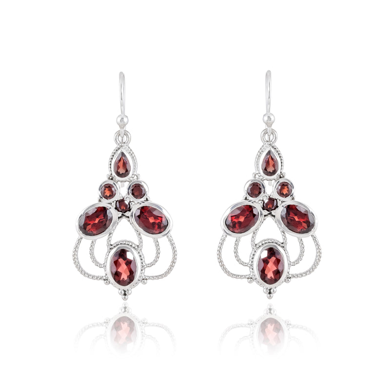 925 Sterling silver Garnet Gemstone Earrings SSER249