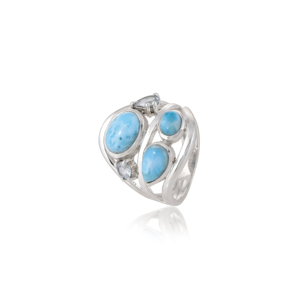 Sterling Silver Larimar & Blue Topaz Ring SSR372