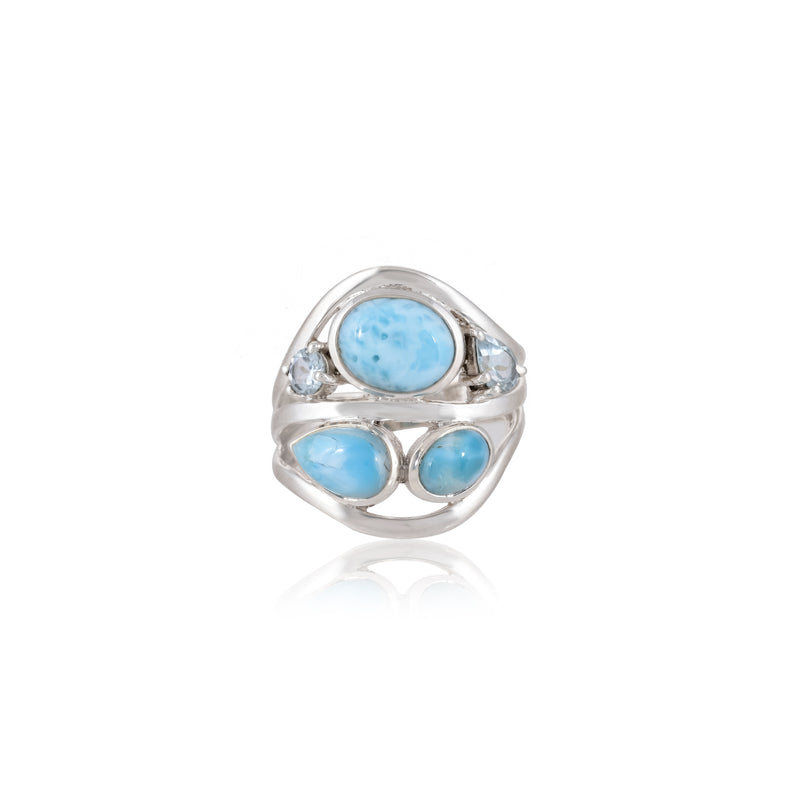 Sterling Silver Larimar & Blue Topaz Ring SSR372