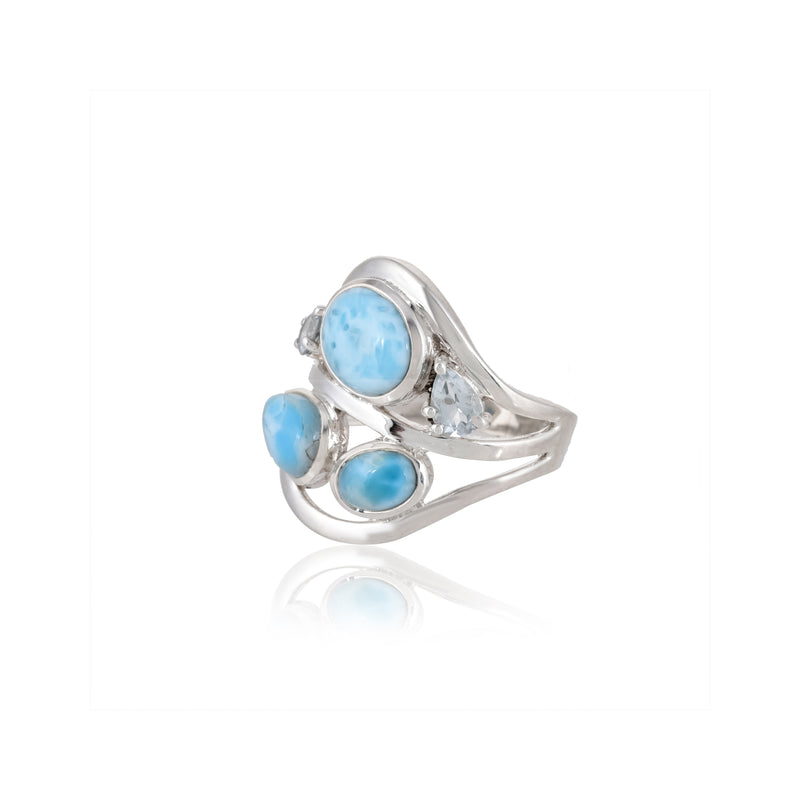 Sterling Silver Larimar & Blue Topaz Ring SSR372