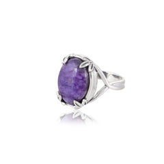 925 Sterling Silver Women's Charoite Gemstone  Ring SSR407