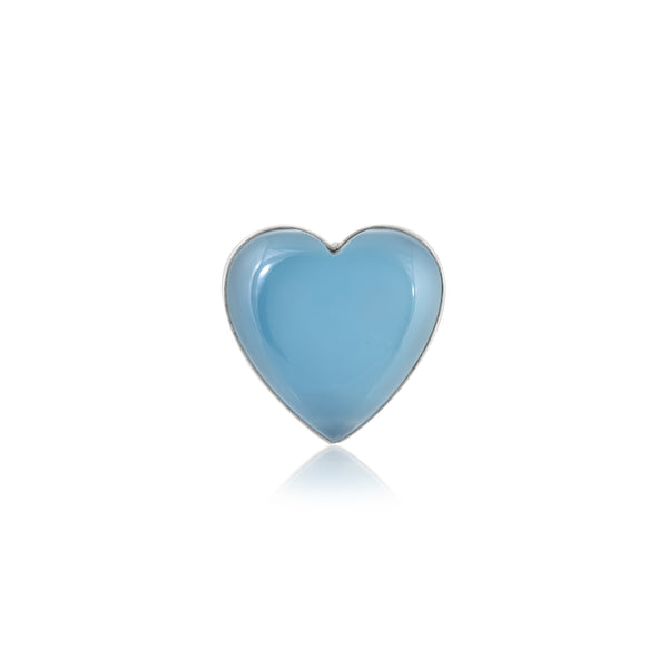 Sterling Silver Aqua Calcedony Heart Ring SSR388