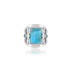 925 Sterling Silver Blue Mohave Turquoise and Swiss Blue Topaz Ring SSR409