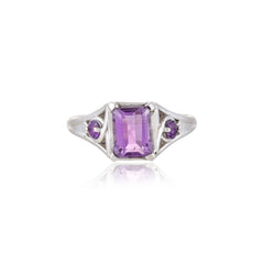 925 Sterling Silver Women's Natural Amethyst Ring SSR408