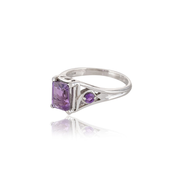 925 Sterling Silver Women's Natural Amethyst Ring SSR408