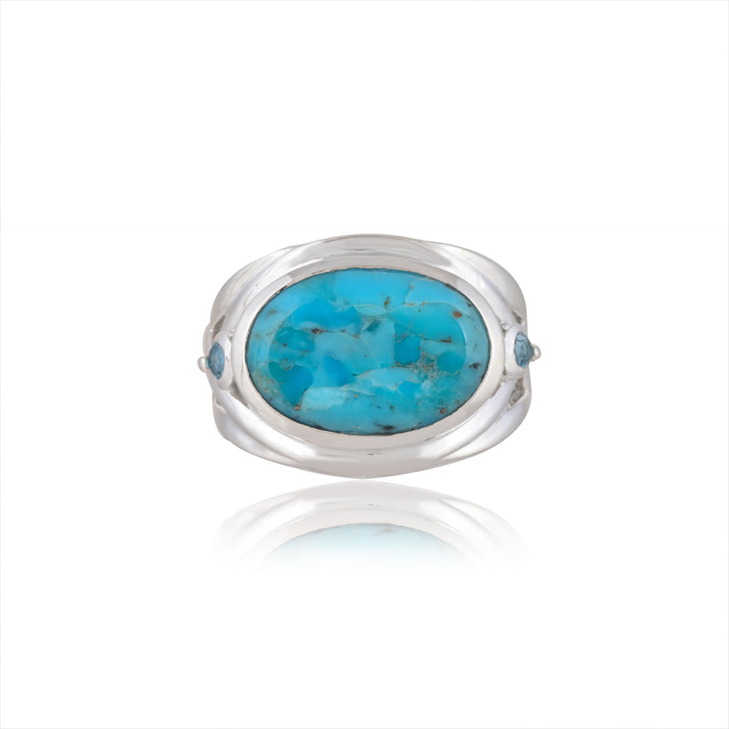 Sterling Silver Turquoise & Topaz Ring SSR402