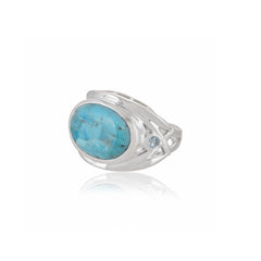 Sterling Silver Turquoise & Topaz Ring SSR402