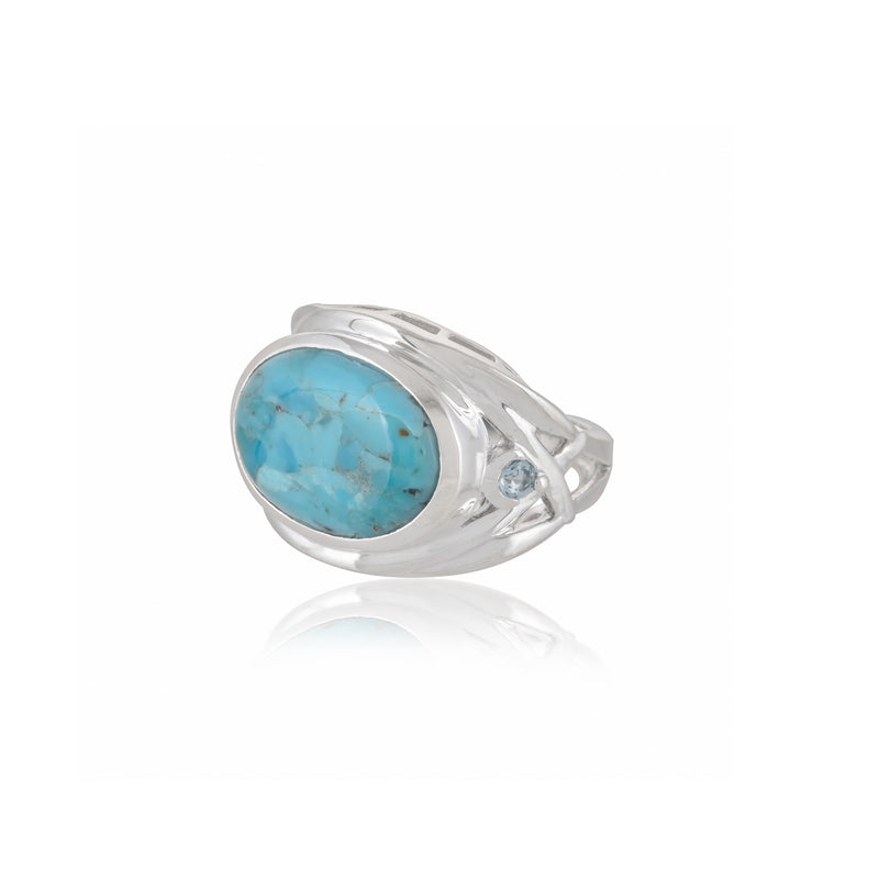 Sterling Silver Turquoise & Topaz Ring SSR402