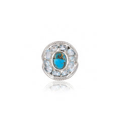 Sterling Silver Turquoise & Blue Topaz Ring SSR368