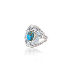 Sterling Silver Turquoise & Blue Topaz Ring SSR368