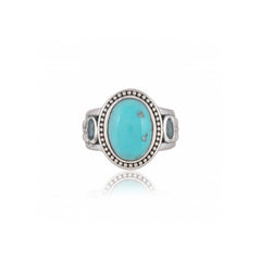 Sterling Silver Turquoise & Topaz Ring SSR395