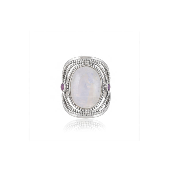 Sterling Silver Moonstone & Amethyst Ring SSR334