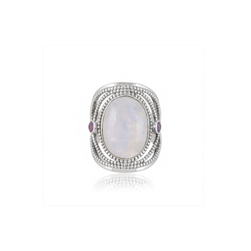 Sterling Silver Moonstone & Amethyst Ring SSR334
