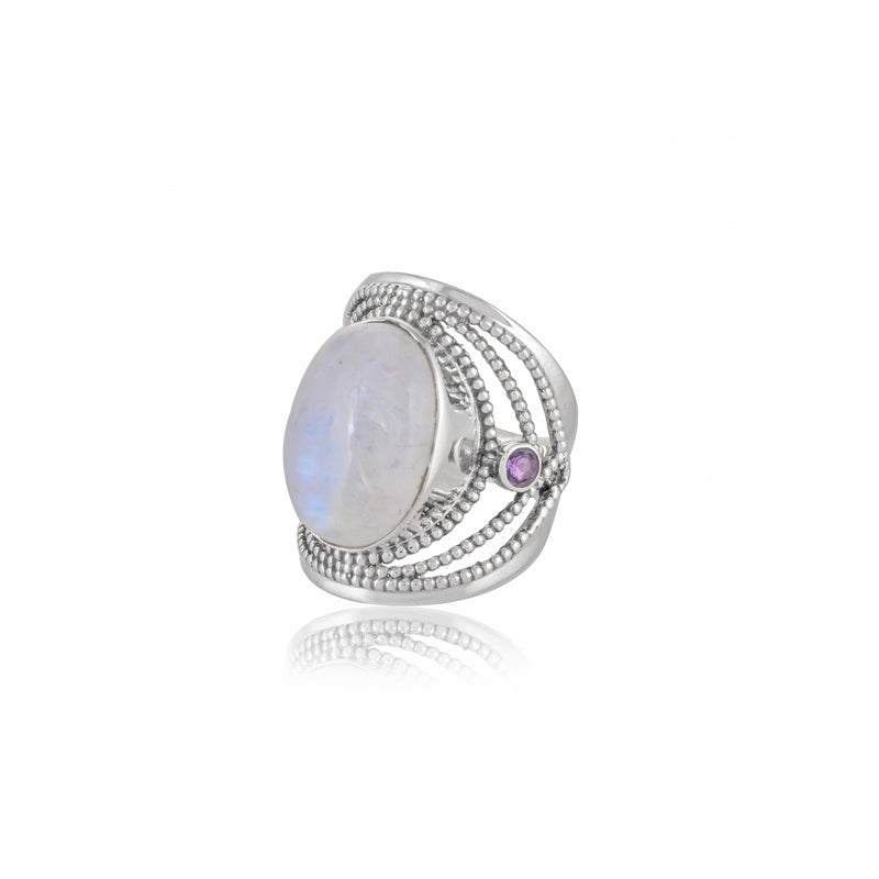 Sterling Silver Moonstone & Amethyst Ring SSR334