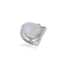 Sterling Silver Moonstone & Amethyst Ring SSR334