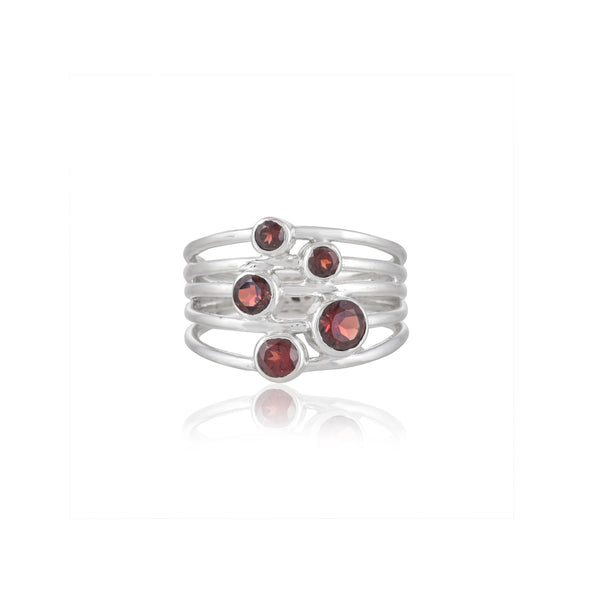 925 Sterling Silver Garnet Ring SSR414