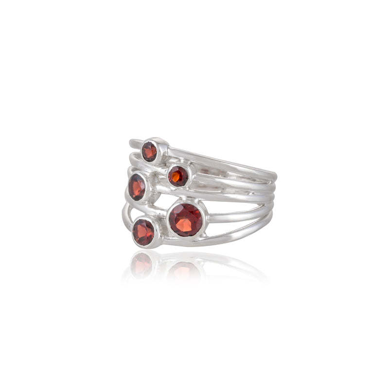 925 Sterling Silver Garnet Ring SSR414