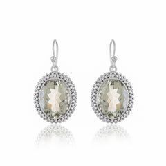 925 Sterling silver Green Amethyst Gemstone Earrings SSER247