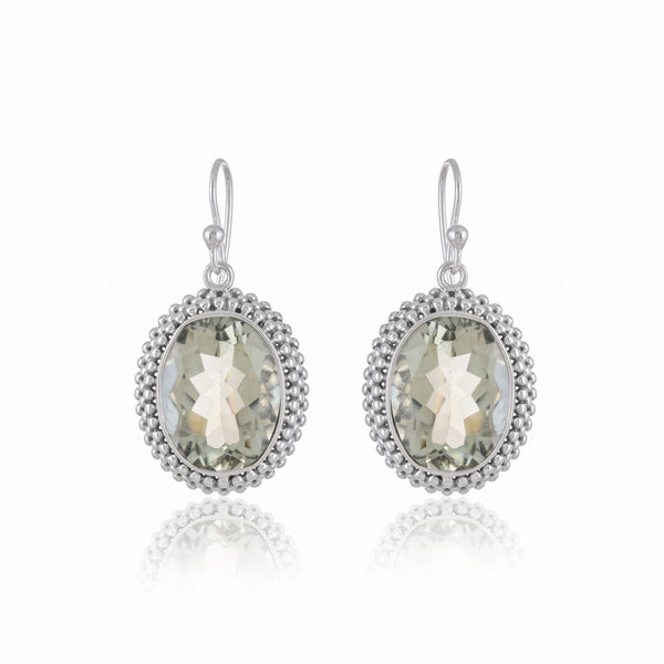925 Sterling silver Green Amethyst Gemstone Earrings SSER247
