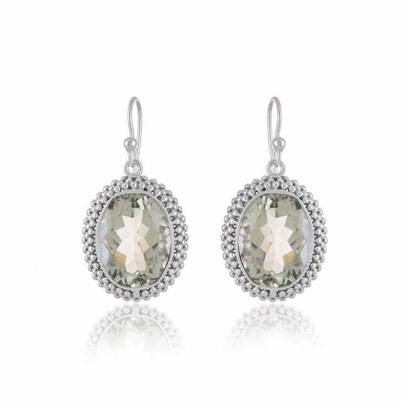 925 Sterling silver Green Amethyst Gemstone Earrings SSER247