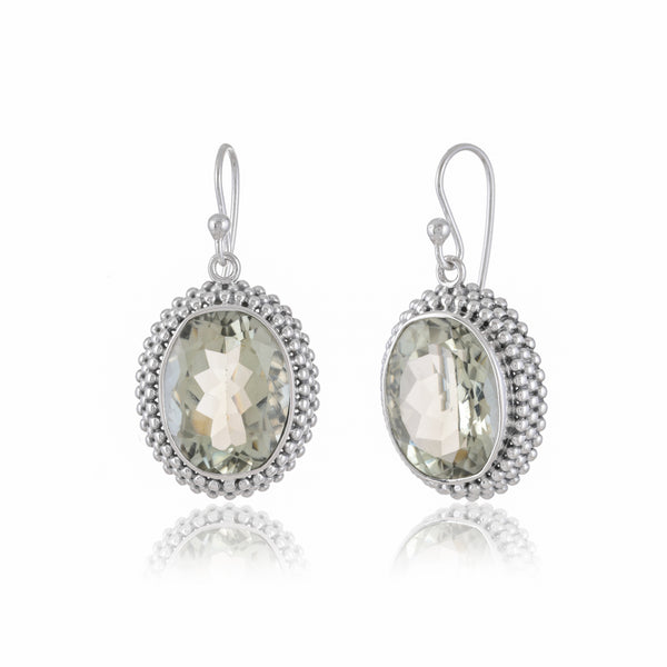 925 Sterling silver Green Amethyst Gemstone Earrings SSER247