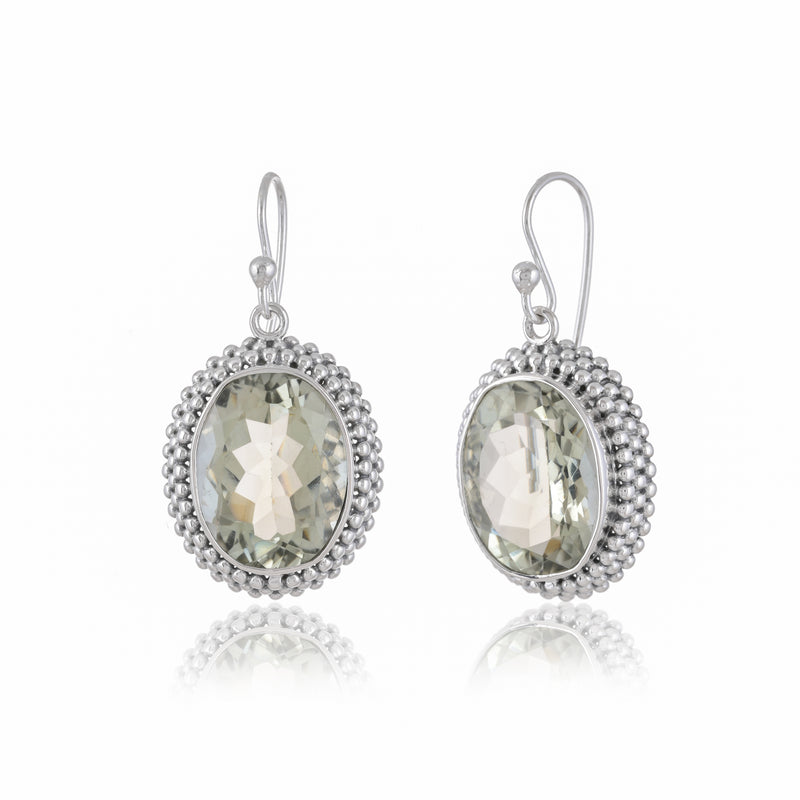925 Sterling silver Green Amethyst Gemstone Earrings SSER247