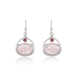 925 Sterling silver Rose Quartz and Garnet Gemstone Earrings SSER250