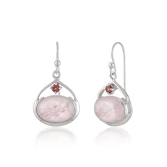 925 Sterling silver Rose Quartz and Garnet Gemstone Earrings SSER250