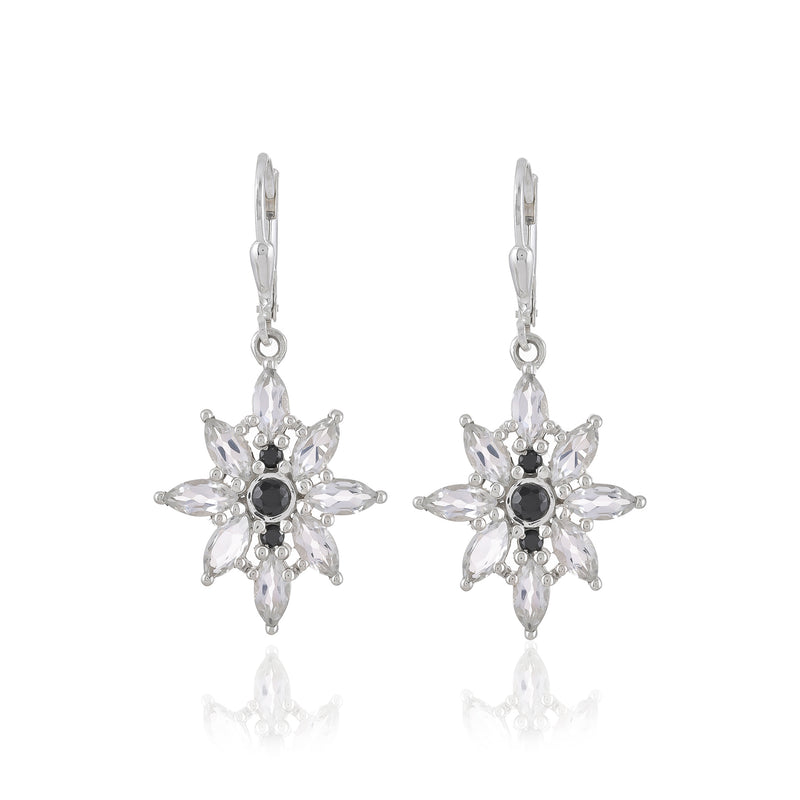 925 Sterling silver Black Spinel & White Topaz Earrings SSER262