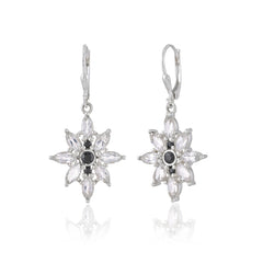925 Sterling silver Black Spinel & White Topaz Earrings SSER262