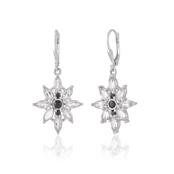 925 Sterling silver Black Spinel & White Topaz Earrings SSER262