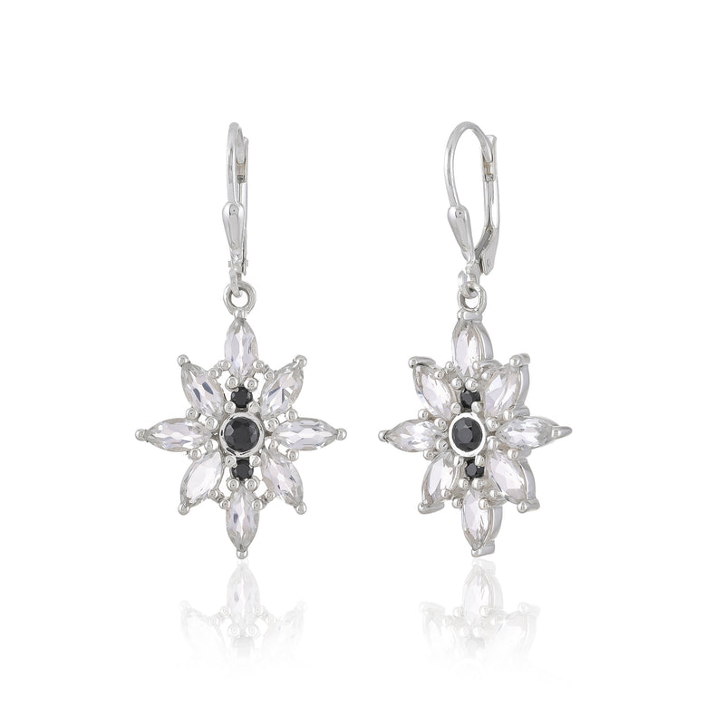 925 Sterling silver Black Spinel & White Topaz Earrings SSER262