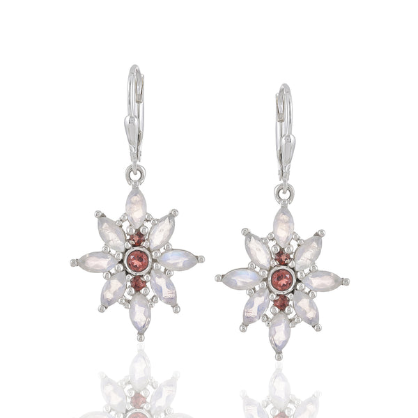 925 Sterling silver Garnet and Moonstone Earrings SSER262