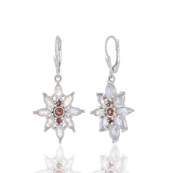 925 Sterling silver Garnet and Moonstone Earrings SSER262