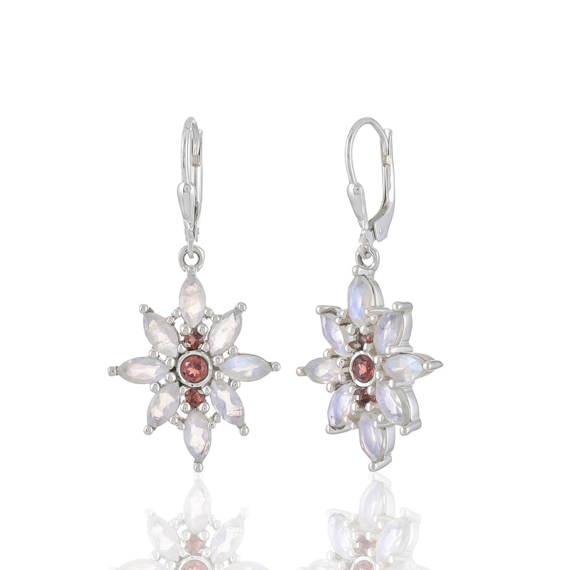 925 Sterling silver Garnet and Moonstone Earrings SSER262