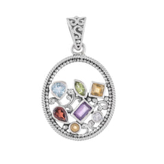 925 Sterling Silver Multi Gemstone Pendant SSP252